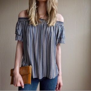 Anthropologie Chevron Off the Shoulder Top